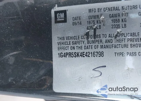 2014 Buick Verano Convenience Group from USA, damaged, VIN 1G4PR5SK4E4216798